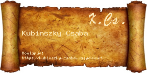 Kubinszky Csaba névjegykártya