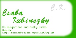 csaba kubinszky business card